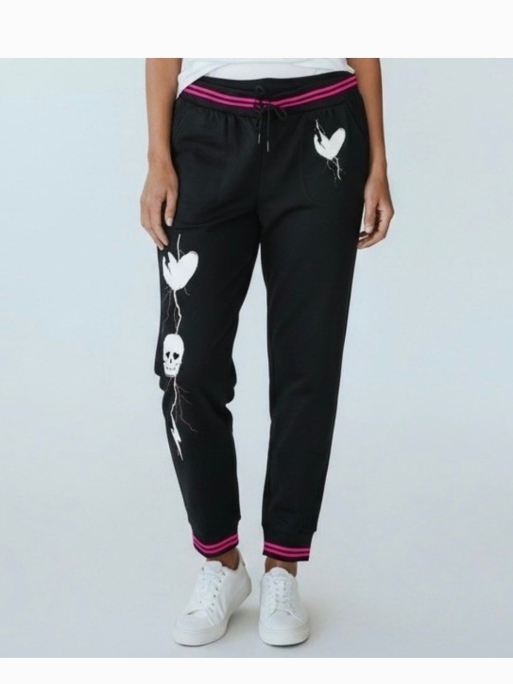 Torrid Skull Heart Lightning Jogger Pants Black Pink 1X NWT Gothic Lounge